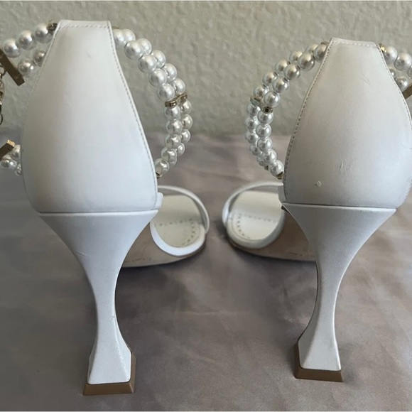 Manolo Blahnik Charona 105 White Pearl Sandals Shoes $1095 - Picture 11 of 16